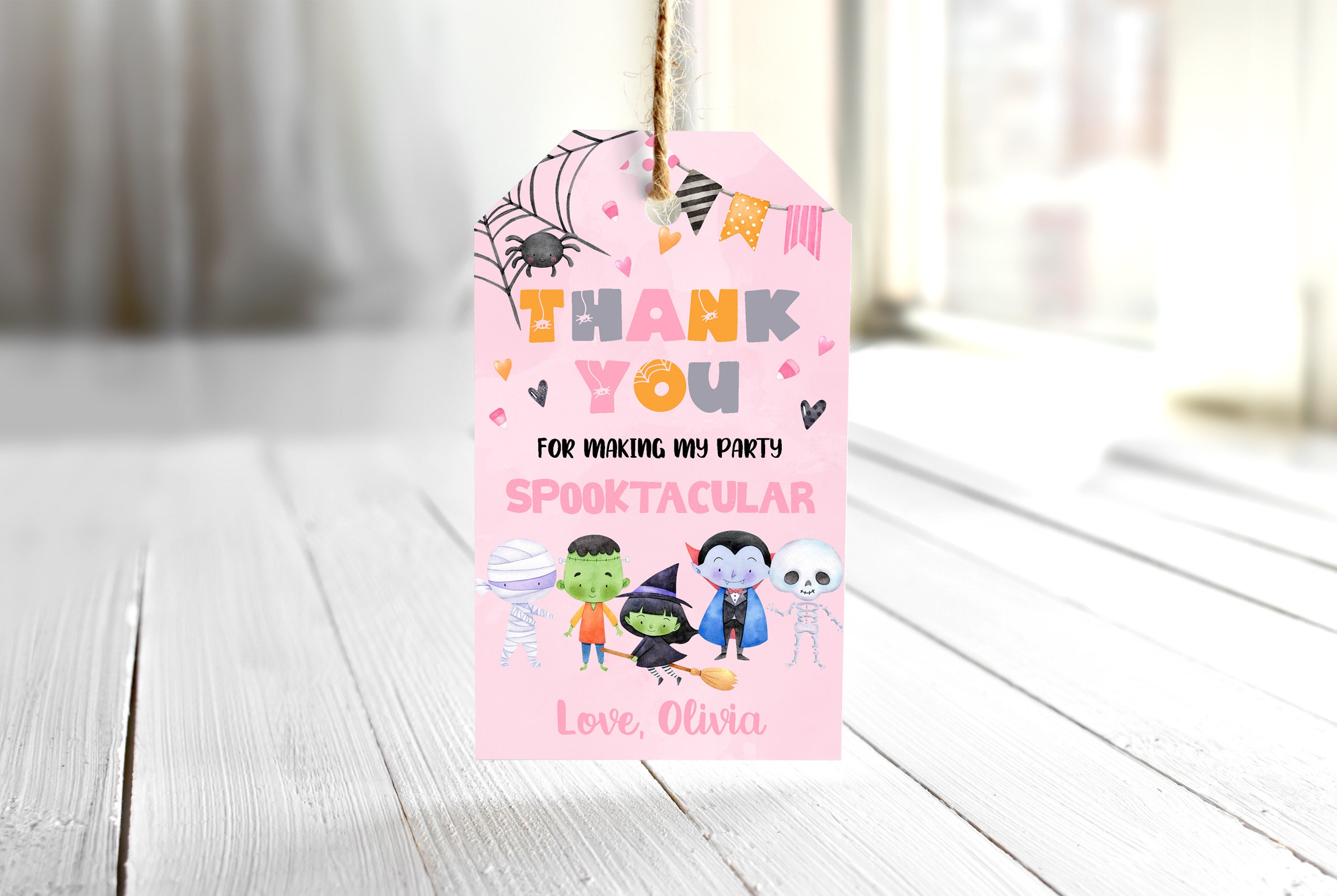 EDITABLE Halloween Birthday Thank You Tag Halloween Treat Tags ...