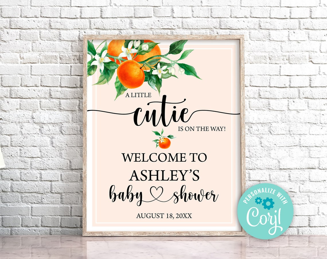 Editable A Little Cutie is on the Way Baby Shower Sign Etsy