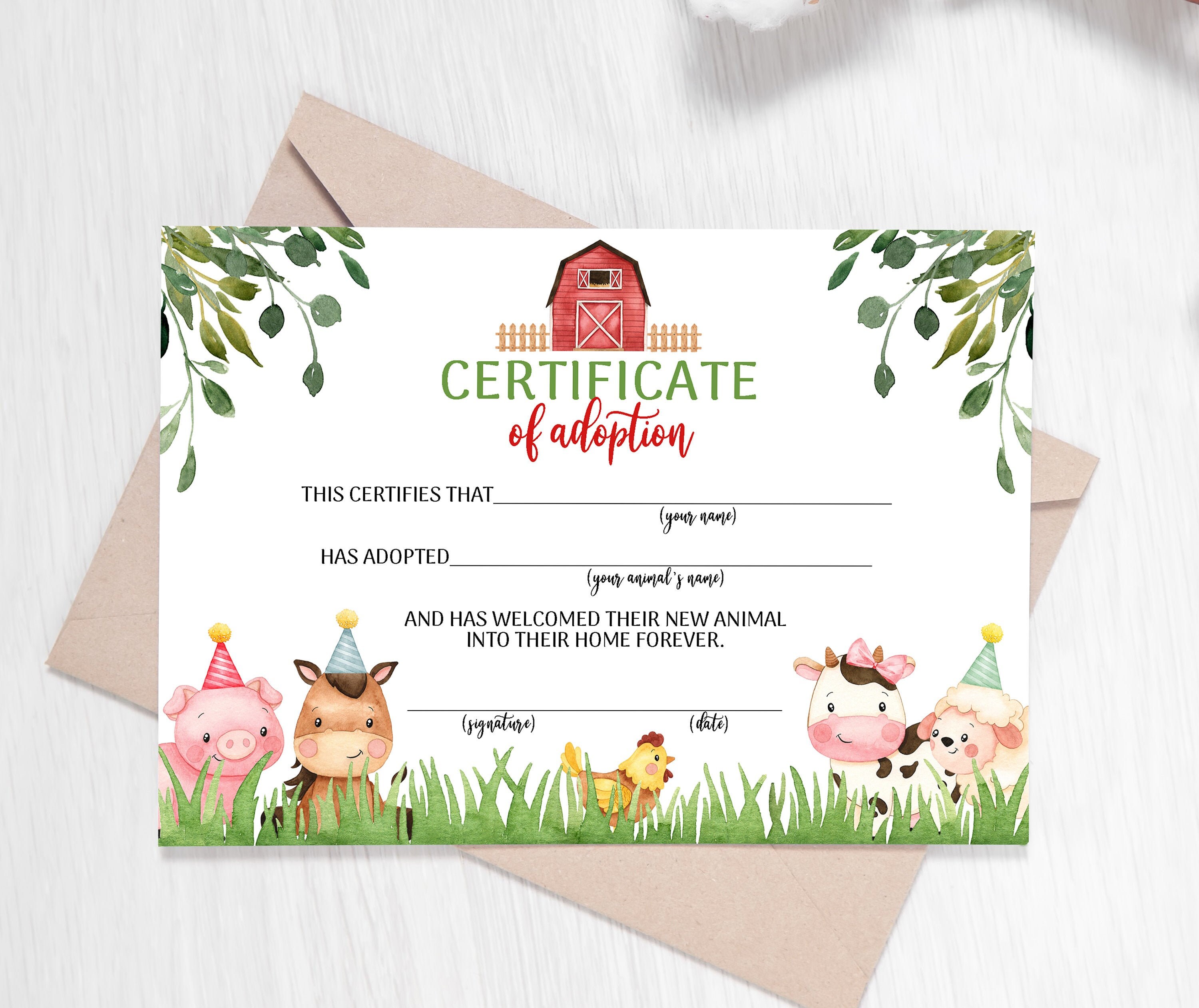 Adopt an Animal Adoption Certificate Farm Animals Adoption - Etsy Adopt an Animal Adoption Certificate Farm Animals Adoption - Etsy