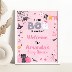 Editable Little Boo Baby Shower Welcome Sign Halloween Baby Shower Welcome Sign A Little Boo Is Almost Due Baby Shower Decor 0154
