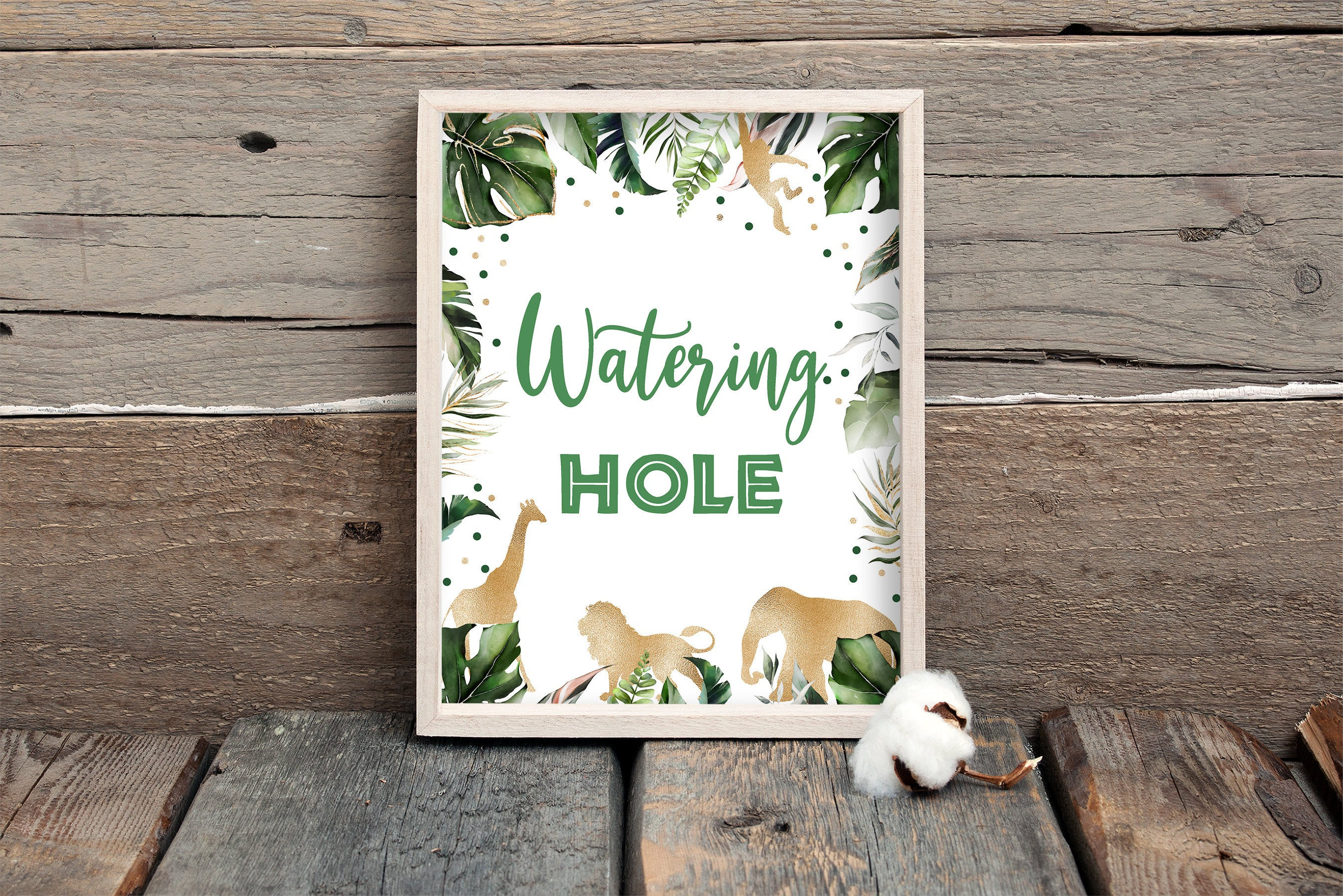 Watering Hole Safari Birthday Sign Gold Animals Watering Hole Etsy UK