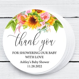 BEWERKBARE zonnebloem gunst tag afdrukbare zonnebloem baby shower dank u tags zonnebloem cadeau tag rustieke zonnebloem baby shower gunst tag 0113