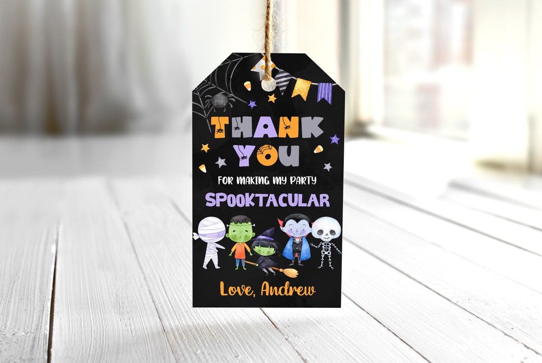 EDITABLE Halloween Birthday Thank You Tag Halloween Treat Tags ...