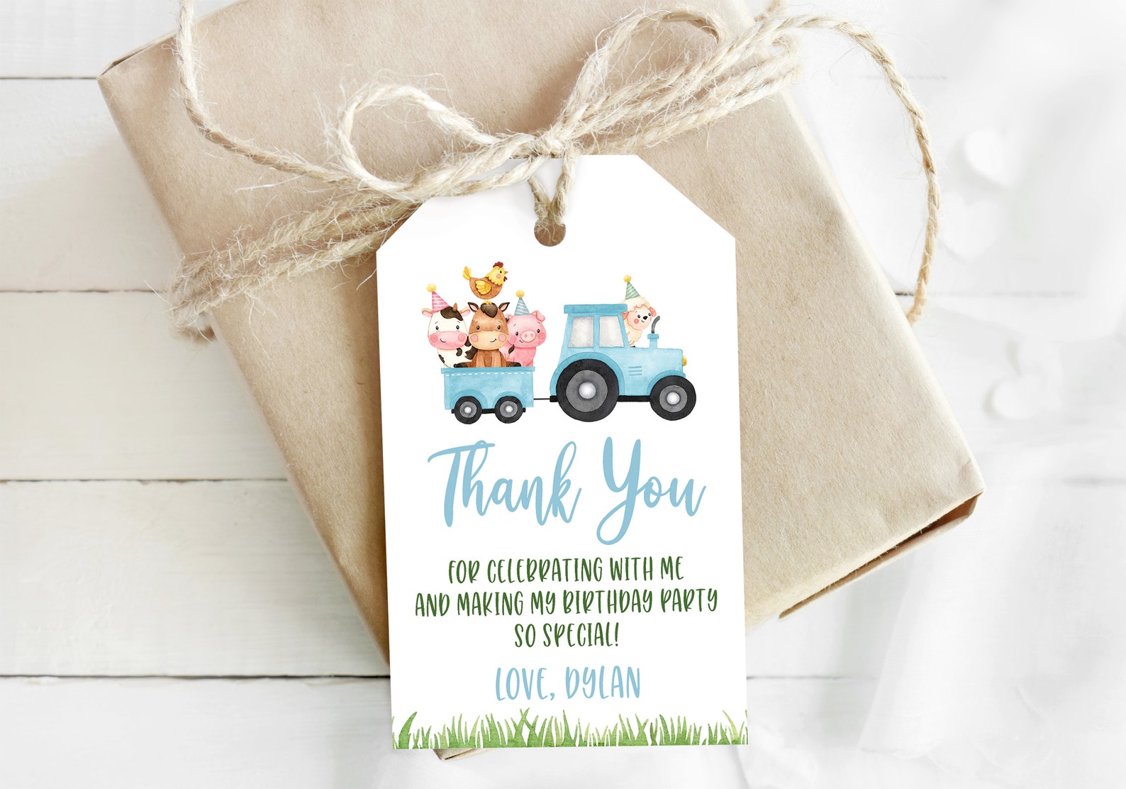 EDITABLE Farm Animals Favor Tag Printable Blue Farm Thank You Tags Farm ...