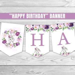 Bunny Happy Birthday Banner Girl Bunny Birthday Banner Purple Bunny Garland Bunny Party Decorations Girl Bunny Birthday Decorations 0146
