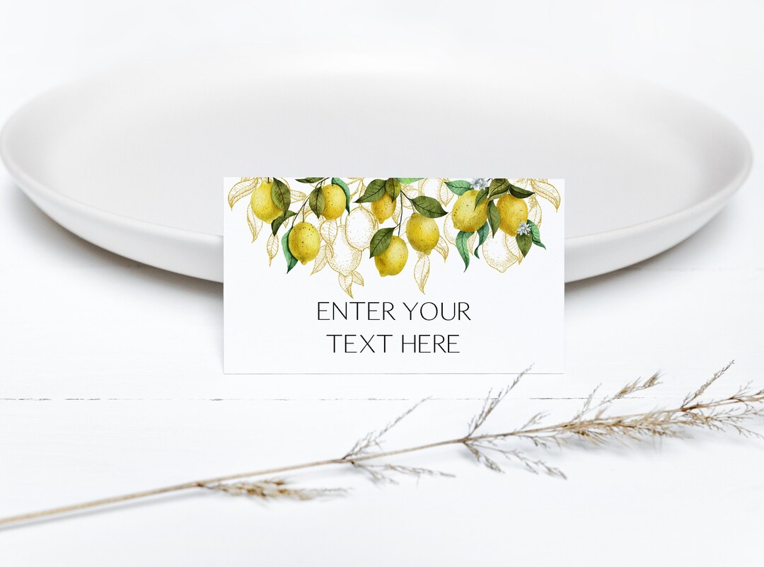 EDITABLE Lemon Tent Card Citrus Food Tags Lemon Birthday Food Labels ...