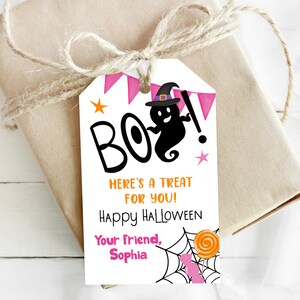 EDITABLE Halloween Treat Tags, Boo Halloween Tags, Halloween Ghost Party Favor Tag, Halloween Favor Tag, Spooky Ghost Gift Tag 0129