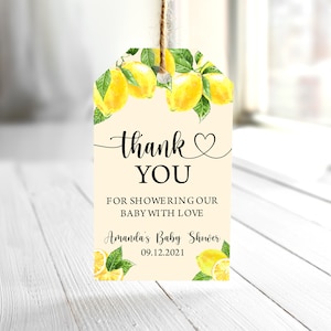 EDITABLE Lemon Thank You Tags, Lemon Favor Tag, Lemon Gift Tags, Citrus Thank You Tag, Lemonade Favor Tag, Lemon Baby Shower Tag 0121