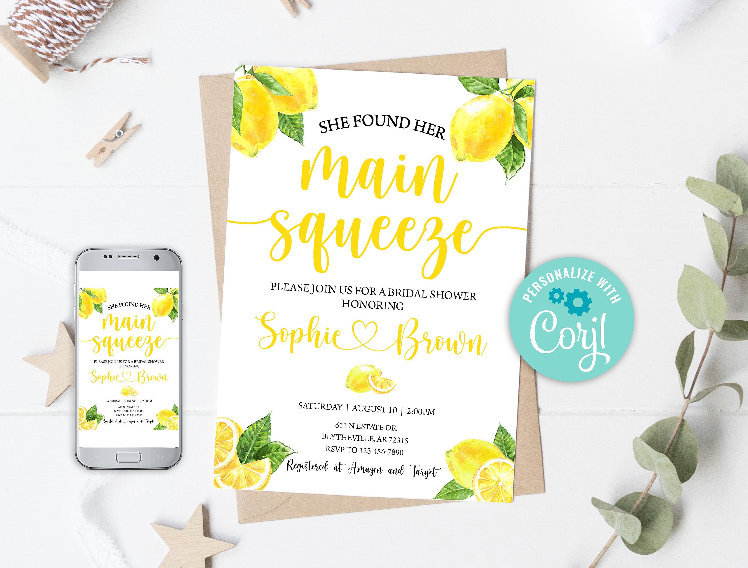 Main Squeeze Bridal Shower Editable Lemon Bridal Shower Etsy UK