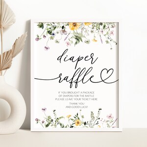 Wildflower Baby Shower Diaper Raffle Sign Rustic Wildflower Baby Shower Decoration Wildflower Diaper Raffle Sign Baby in Bloom Shower 0201
