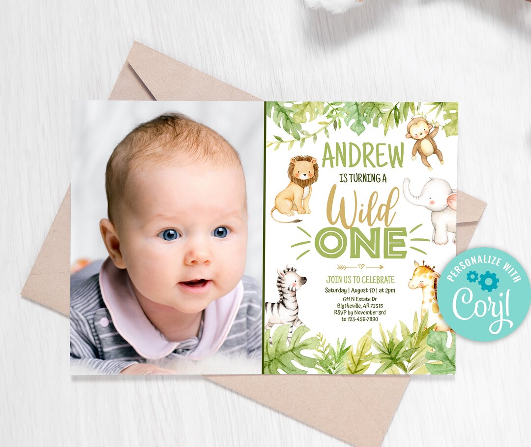 EDITABLE Wild One Birthday Invitation Safari Party Etsy