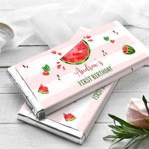EDITABLE Watermelon Chocolate Bar Wrapper Red Watermelon Birthday Candy Bar Wrapper Watermelon Candy Bar Wrapper One in a Melon Party 0118