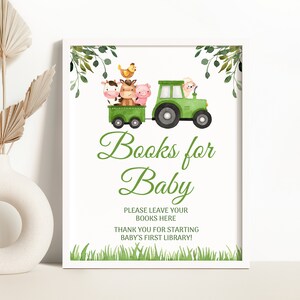 Green Tractor Books for Baby Sign Farm Animals Books For Baby Sign Green Tractor Baby Shower Book for Baby Sign Baby&#39;s Library 0225