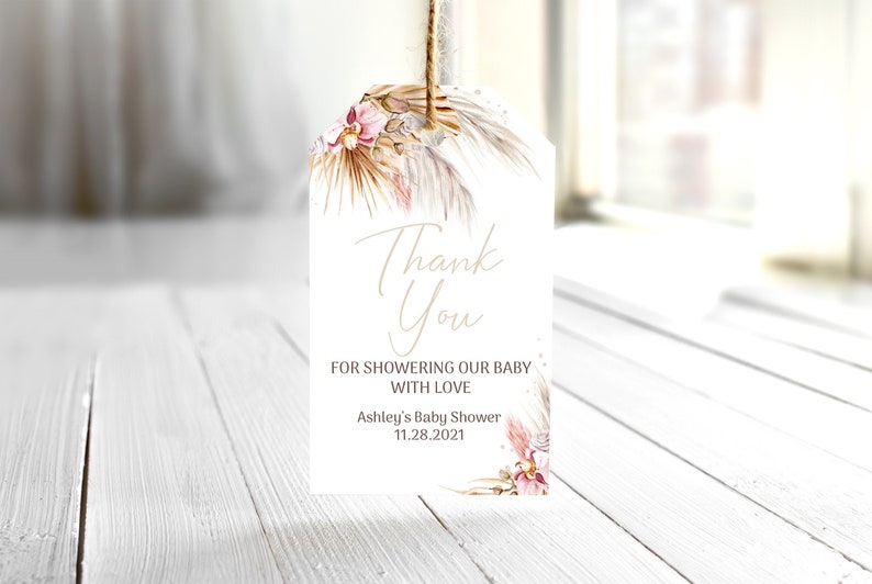 EDITABLE Pampas Grass Bohemian Favor Tag Printable Pampas Grass Baby ...