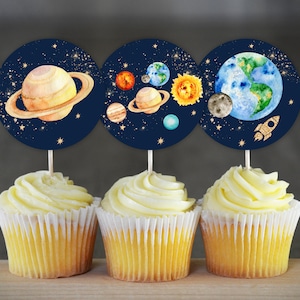 Weltraum Geburtstag Cupcake Toppers Galaxy Geburtstag Party Dekoration Junge Sonnensystem Cupcake Toppers Planeten Dekoration 0142