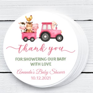 EDITABLE Farm Baby Shower Favor Tag Printable Farm Animals Baby Shower Gift Tags Pink Barnyard Custom Tags Girl Farm Animals Favor Tag 0106