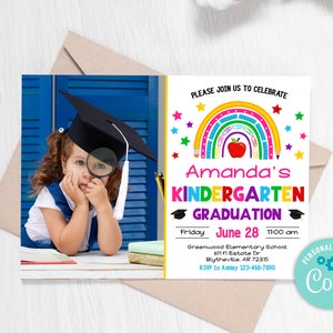 Invito alla laurea per la scuola materna modificabile Invito alla festa di laurea Annuncio di laurea per la classe della scuola materna Modello di laureato scolastico 0206