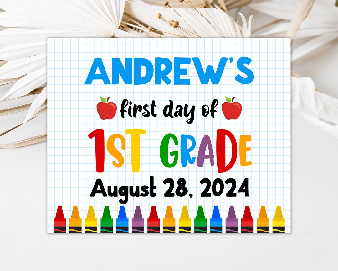 Editable First Day of 1st Grade Sign First Day of School Sign School ...