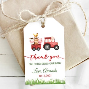 EDITABLE Farm Baby Shower Favor Tag, Printable Farm Animals Baby Shower Gift tags, Boy Barnyard Custom Tags, Farm Animals Favor Tag 0106
