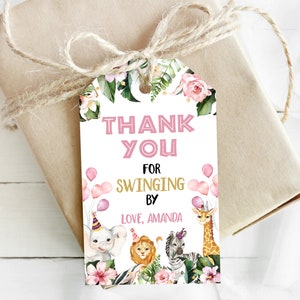 EDITABLE WILD Animals Favor Tag, Printable Jungle Favor tags, Safari custom tags, Safari Favor Tag, Lion Giraffe Elephant Monkey 0130