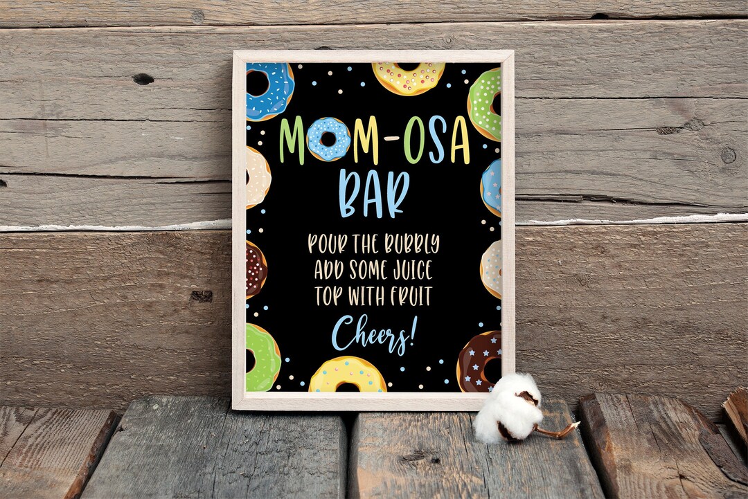 Donut Baby Shower Momosa Bar Sign, Donut Party Sign, Blue Donut Mimosa ...