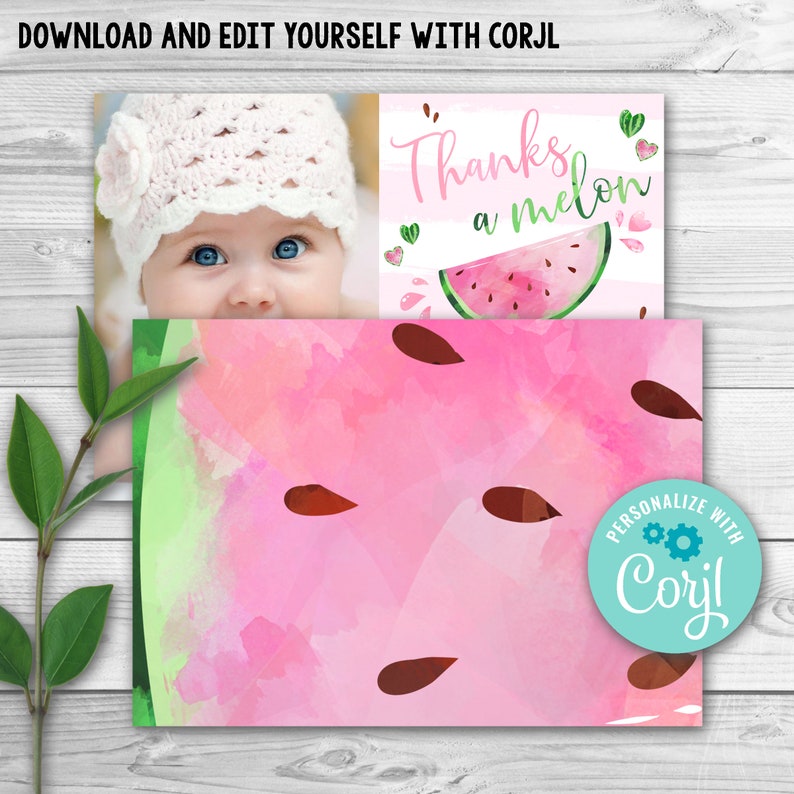 Thanks a Melon Thank You Card Editable Watermelon Thank You - Etsy
