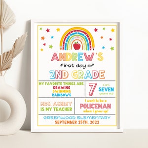 Editable First Day of 2nd Grade Sign Personalized First Day of School Sign Chalkboard First Day Of Second Grade Sign Instant Download 0175