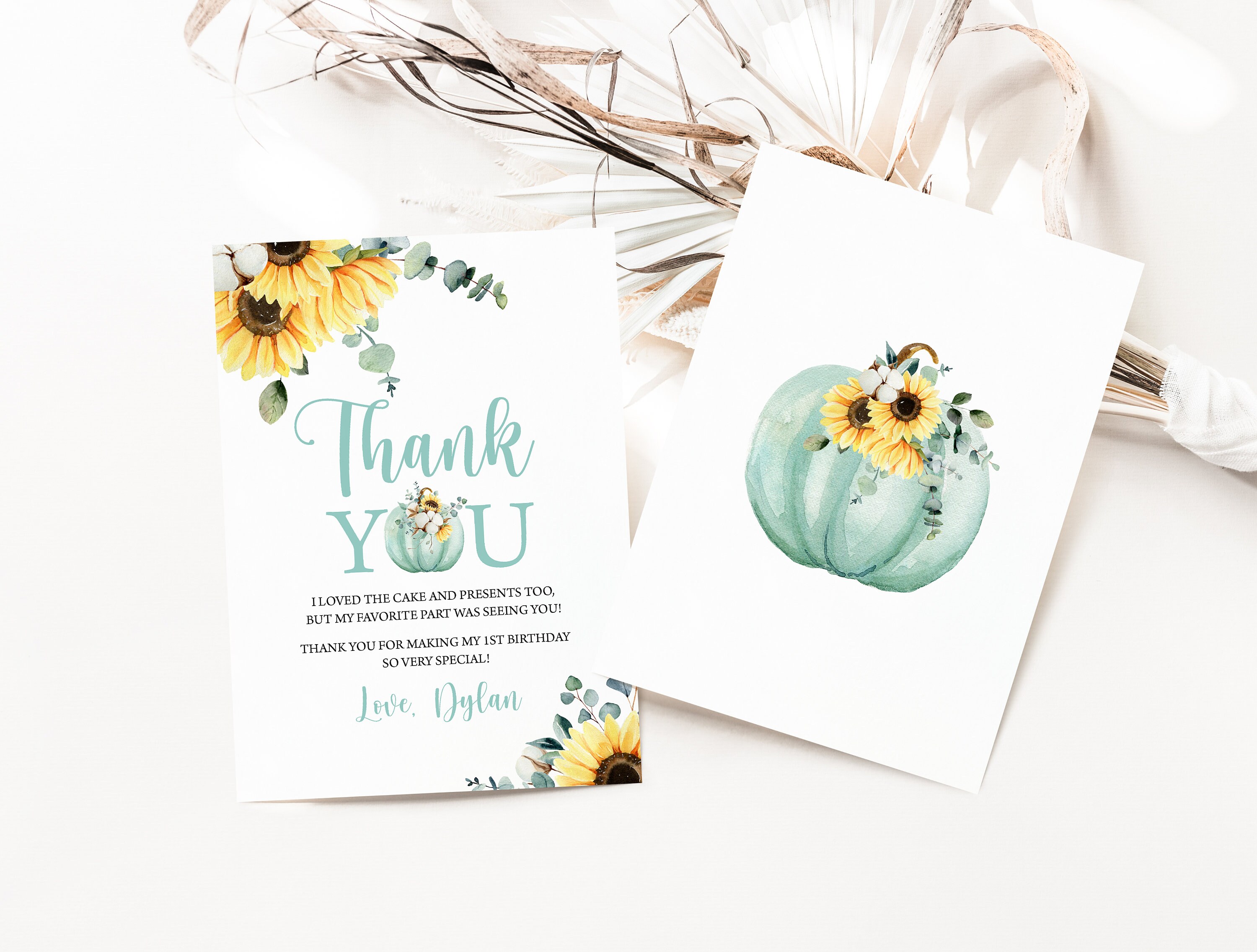 Editable Pumpkin Thank You Card Fall Autumn Thank You Card Little ...