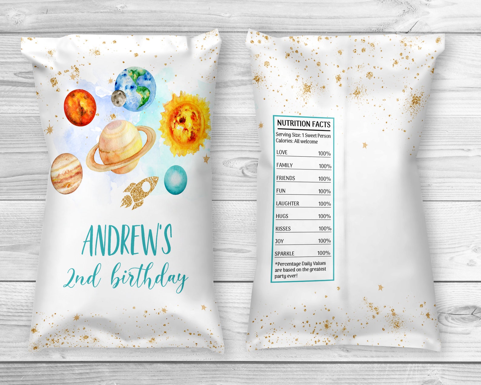 EDITABLE Outer Space Chip Bag Wrapper Labels First Trip Around | Etsy