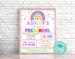 Editable First Day of Preschool Sign, Rainbow First Day of School Sign, Rainbow First Day Of Kindergarten Sign Prop Instant Download 0141 