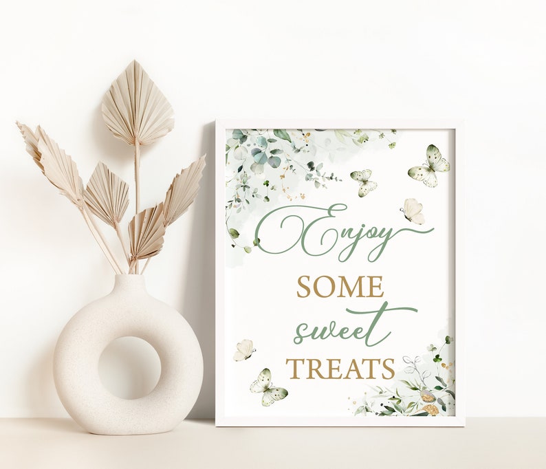 Sage Green Butterfly Treats Sign Greenery Butterfly Treat Sign - Etsy