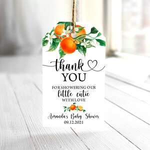 EDITABLE Orange Thank You Tags A Little Cutie Baby Shower Favor Tag Citrus Thank You Tag Orange Favor Tag A Little Cutie Is On The Way 0147