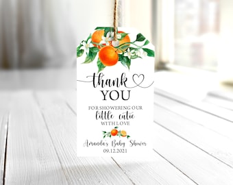EDITABLE Orange Thank You Tags A Little Cutie Baby Shower Favor Tag Citrus Thank You Tag Orange Favor Tag A Little Cutie Is On The Way 0147