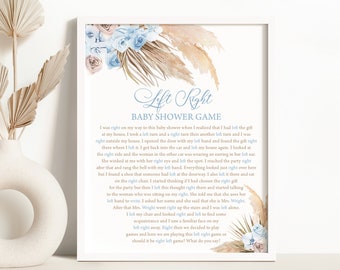 Blue Pampas Grass Left Right Baby Shower Game Tropical Desert Left or Right Storybook Baby Shower Game Boy Boho Pass The Prize Game 0196