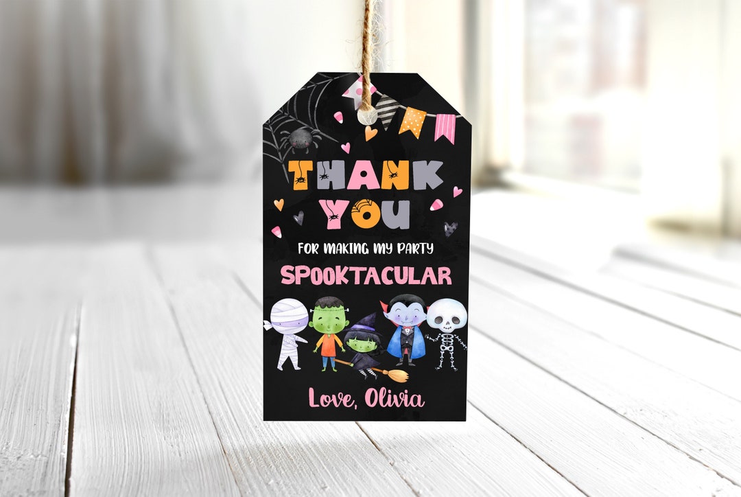 EDITABLE Halloween Birthday Thank You Tag Halloween Treat Tags ...