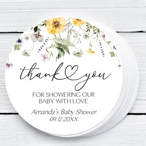 EDITABLE Wildflower Favor Tag Boho Wildflower Baby Shower Thank You Tags Wildflower Gift Tag Rustic Wildflower Baby Shower  Favor Tag 0201