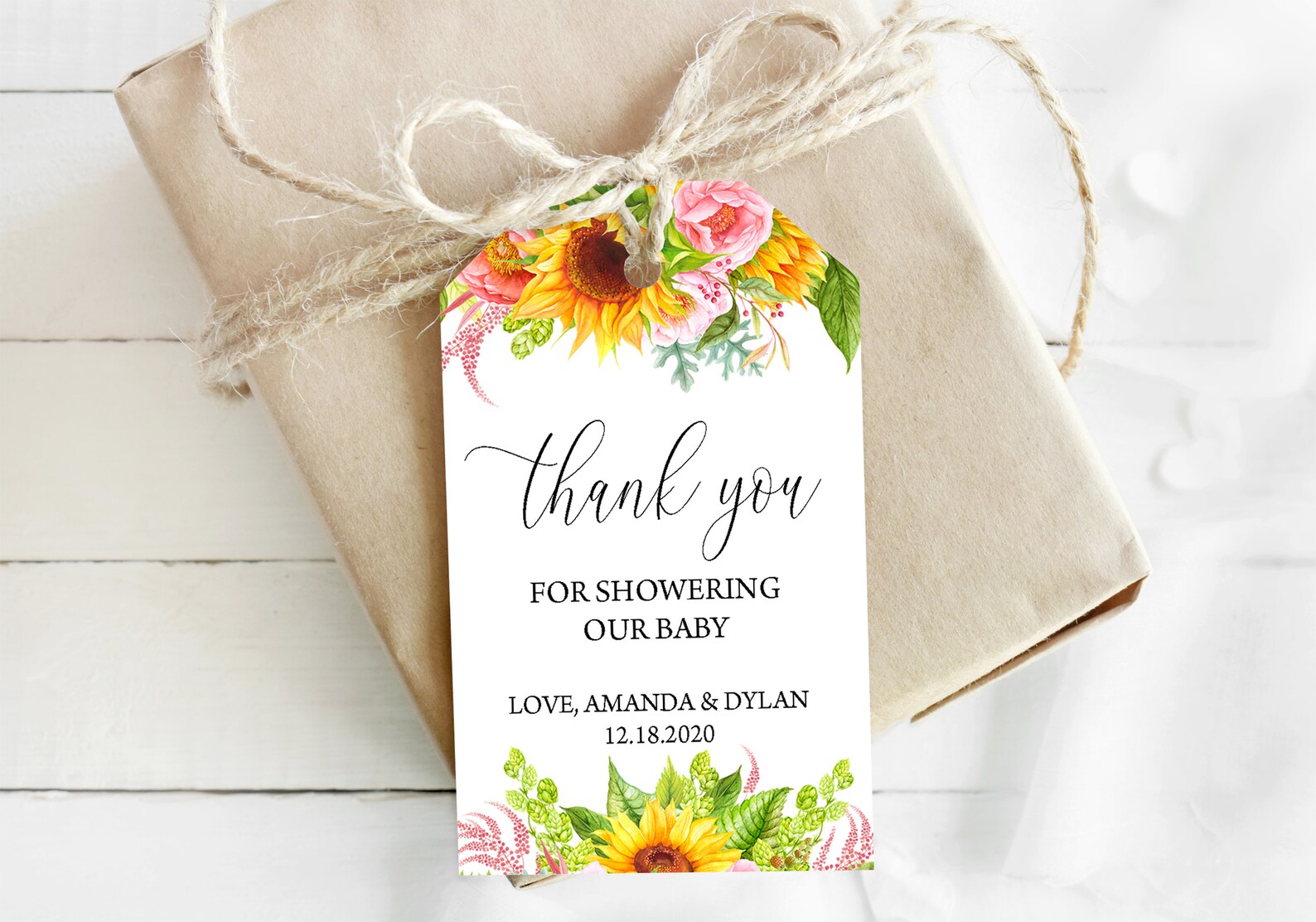 EDITABLE Sunflower Favor Tag Printable Sunflower Baby Shower - Etsy