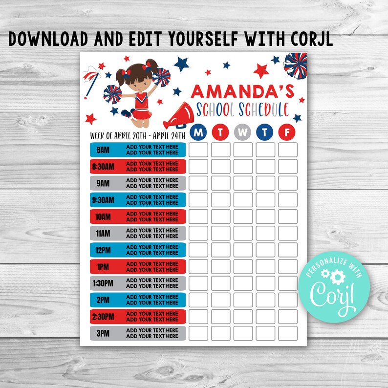 Cheerleading Homeschool Schedule Cheerleader Daily Routine Etsy