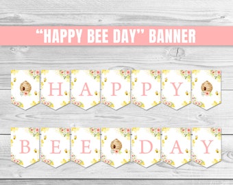 Bee Happy Bee Day Banner Bee 1st Birthday Banner Bee Birthday Banner Bumble Bee Birthday Decoration Little Honey Bee First Bee-day 0148