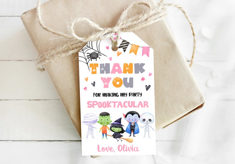EDITABLE Halloween Birthday Thank You Tag Halloween Treat Tags - Etsy