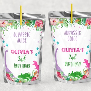 EDITIERBARE Dinosaurier Saft Etiketten Dino Saft Beutel Etiketten T-Rex Saft Label Dinosaurier Prähistorische Party Dinosaurier Saft Etiketten 0207