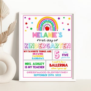 Editable First Day of Kindergarten Sign Personalized First Day of School Sign Chalkboard First Day Of 1st Grade Sign Instant Download 0175