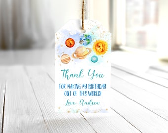 EDITABLE Space Birthday Favor Tags Galaxy Planets Outer Space Tag Outer Space Thank You Tags Galaxy Gift Tags Trip Around the Sun Tags 0142