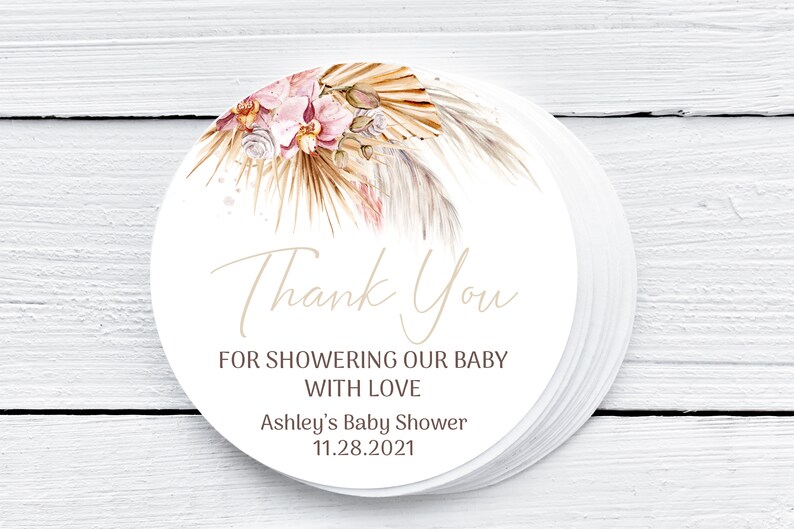 EDITABLE Pampas Grass Bohemian Favor Tag Printable Pampas Grass Baby ...