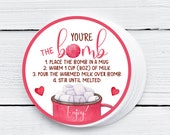 Valentine Hot Cocoa Bomb Tags, Hot Chocolate Bomb Instruction Tag Valentine's Day Hot Cocoa Bomb Tag You're The Bomb Valentine Gift Tag 0140