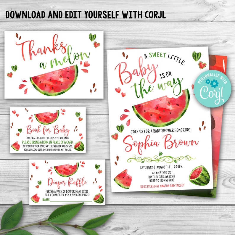 Watermelon Baby Shower Invitations