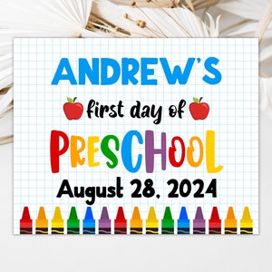 Editable Back to School Sign First Day of Preschool Sign First Day of School Sign Any Grade School Photo Prop Instant Download 0231
