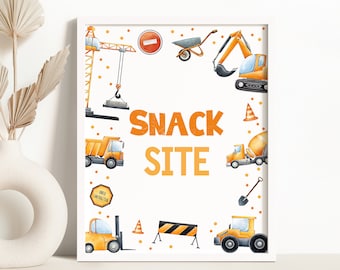 Snack Site Construction Snack Birthday Party Sign Dump Truck Digger Birthday Party Decor Excavator Dumper Construction Site Decor 0221