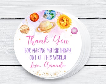 EDITABLE Space Birthday Favor Tags Galaxy Planets Outer Space Tag Outer Space Thank You Tags Galaxy Gift Tags Trip Around the Sun Tags 0142