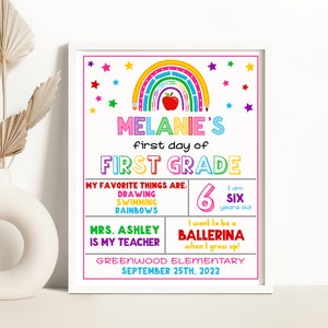 Editable First Day of First Grade Sign Personalized First Day of School Sign Chalkboard First Day Of 1st Grade Sign Instant Download 0175